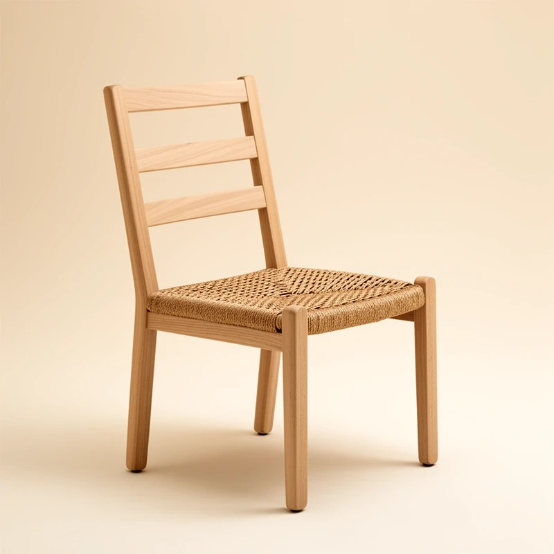Ash dining chair, paper cord seat