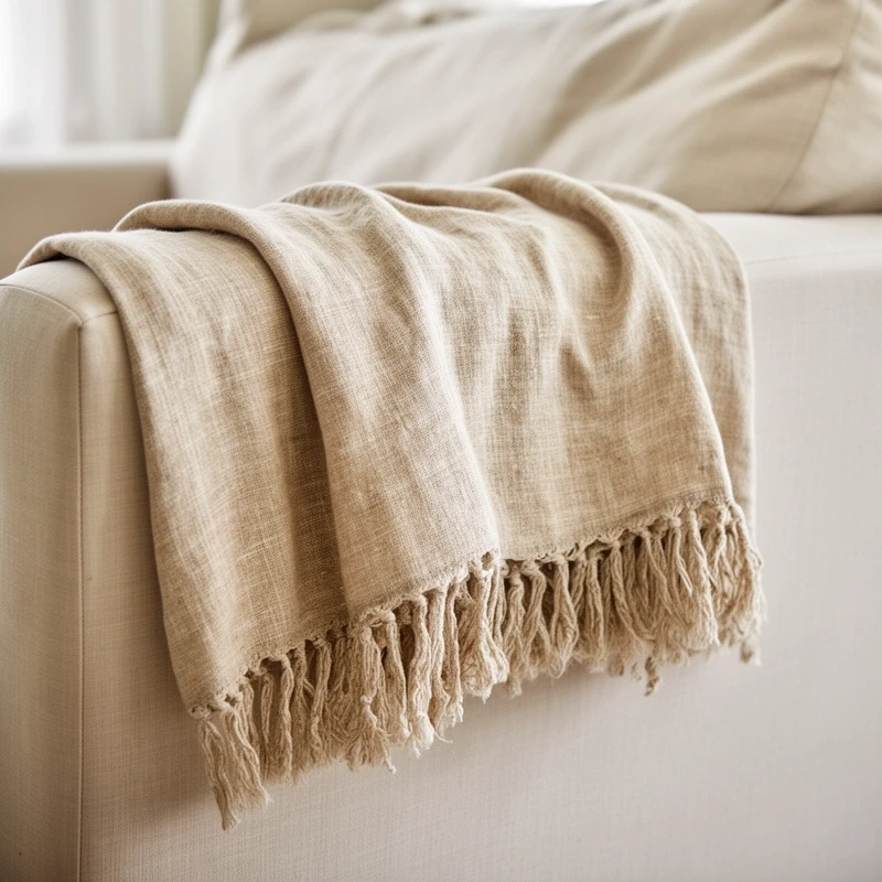 Washed linen throw
