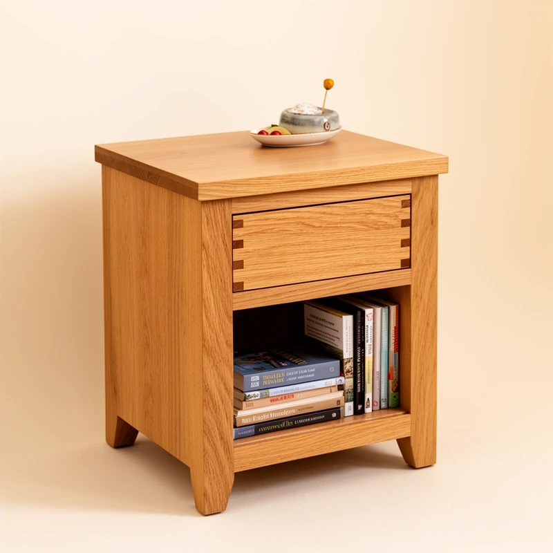 Oak bedside table with drawer
